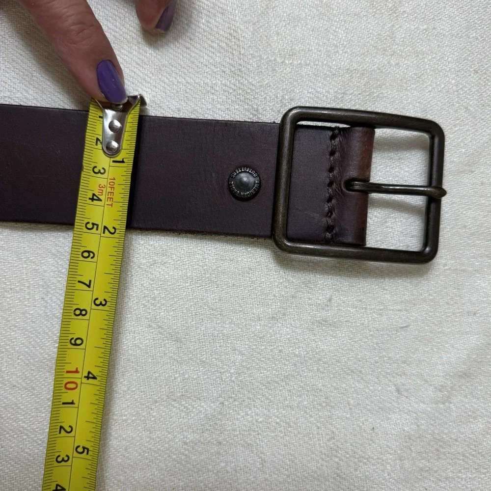 American Eagle Outfitters Brown Leather Belt Womens L Square Brass Buckle Boho